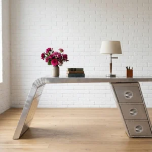Aviator Wing Desk Metal Executive Office Furniture Riveted Aluminum Aviation Style Writing Desk