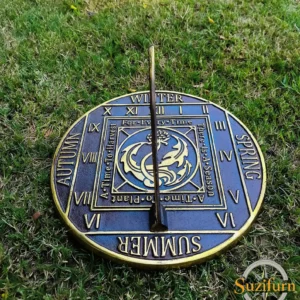 Season Cycle Brass Sundial – Verdigris Finish, 10.5-Inch Garden Timepiece