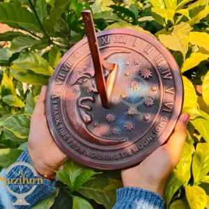 Moon and Star Garden Sundial, Cast Iron with Verdigris Finish