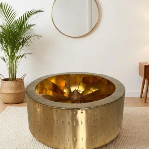 Aviator Turbine Coffee Table Industrial Metal Airplane Wing Style Furniture Handcrafted Aluminum Round Coffee Table